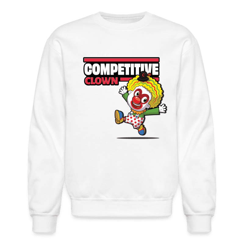 Competitive Clown Character Comfort Adult Crewneck Sweatshirt - white