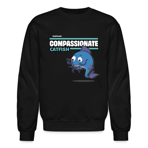 Compassionate Catfish Character Comfort Adult Crewneck Sweatshirt - black