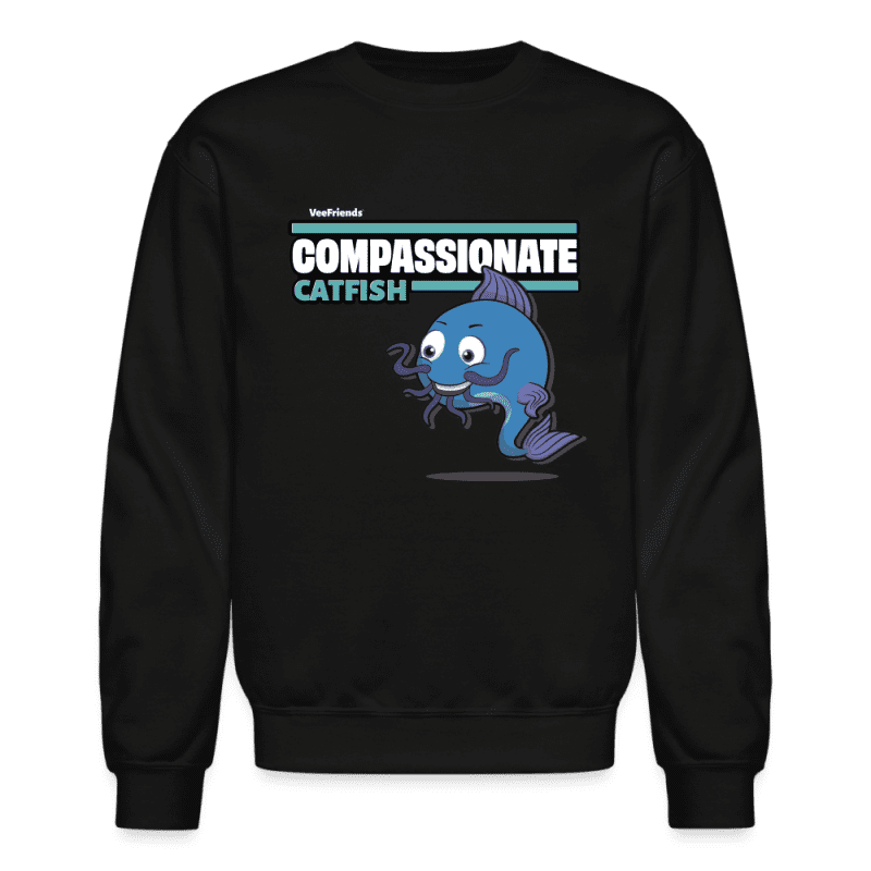 Compassionate Catfish Character Comfort Adult Crewneck Sweatshirt - black