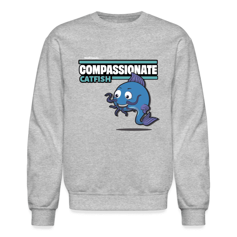 Compassionate Catfish Character Comfort Adult Crewneck Sweatshirt - heather gray