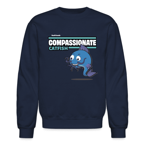 Compassionate Catfish Character Comfort Adult Crewneck Sweatshirt - navy