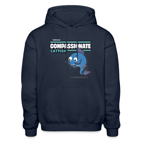 Compassionate Catfish Character Comfort Adult Hoodie - navy