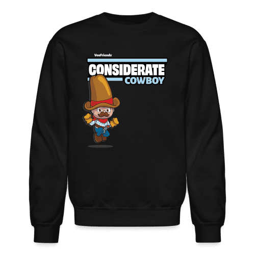 Considerate Cowboy Character Comfort Adult Crewneck Sweatshirt - black