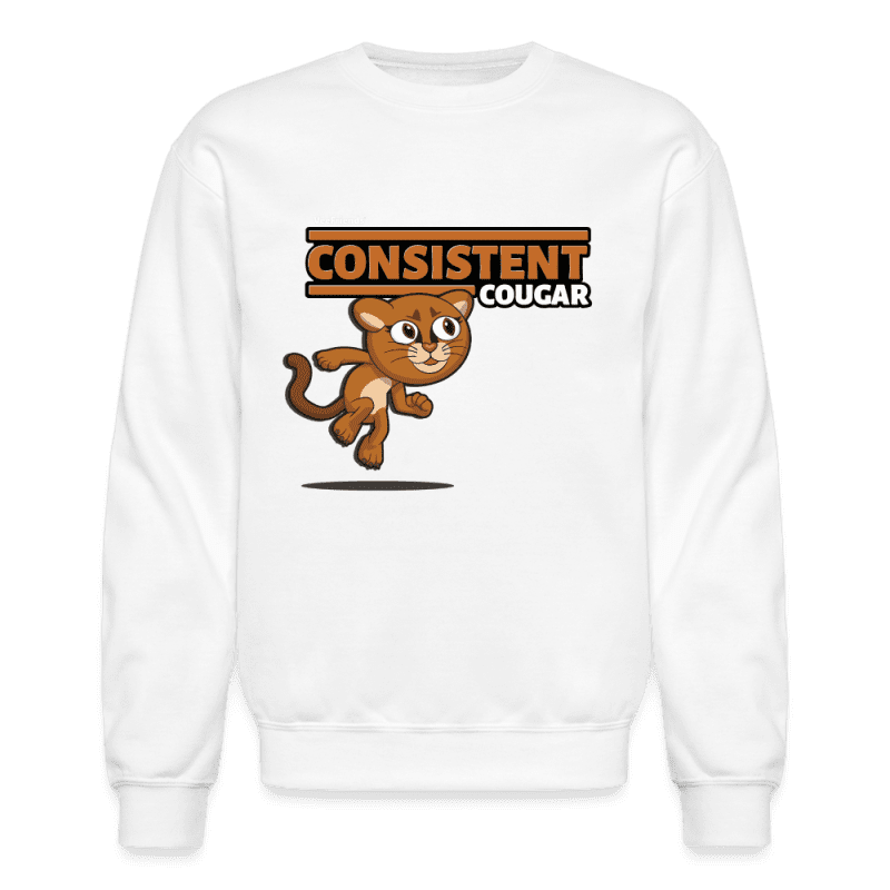 Consistent Cougar Character Comfort Adult Crewneck Sweatshirt - white