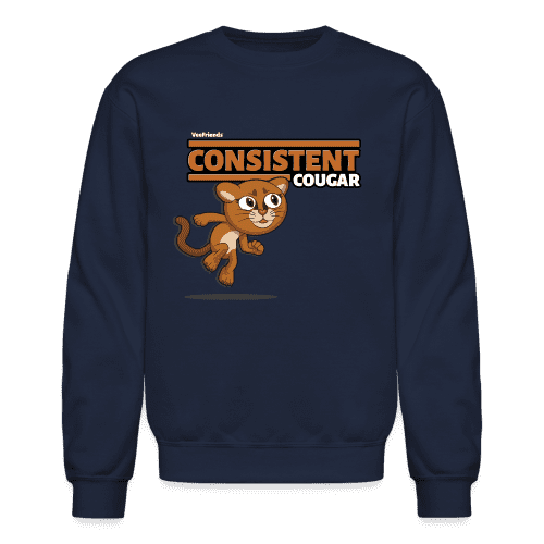 Consistent Cougar Character Comfort Adult Crewneck Sweatshirt - navy