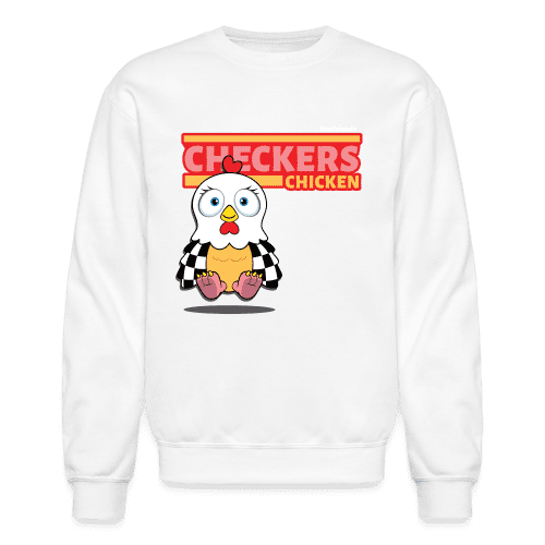 Checkers Chicken Character Comfort Adult Crewneck Sweatshirt - white