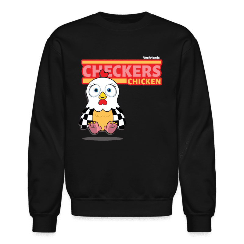 Checkers Chicken Character Comfort Adult Crewneck Sweatshirt - black