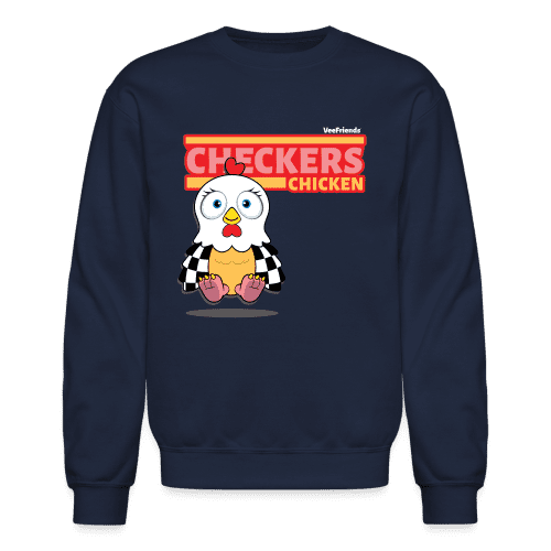 Checkers Chicken Character Comfort Adult Crewneck Sweatshirt - navy