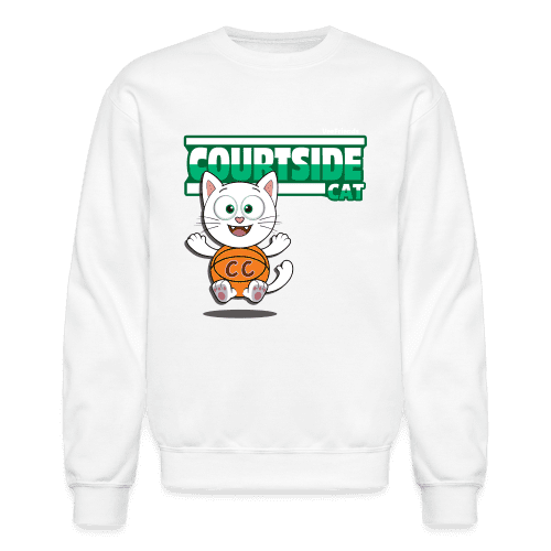 Courtside Cat Character Comfort Adult Crewneck Sweatshirt - white