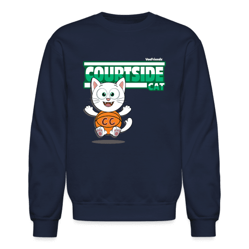 Courtside Cat Character Comfort Adult Crewneck Sweatshirt - navy