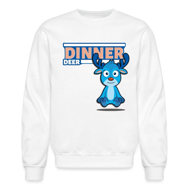 Dinner Deer Character Comfort Adult Crewneck Sweatshirt - white