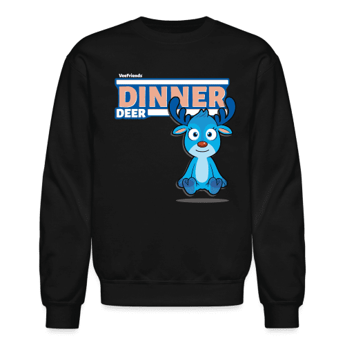 Dinner Deer Character Comfort Adult Crewneck Sweatshirt - black