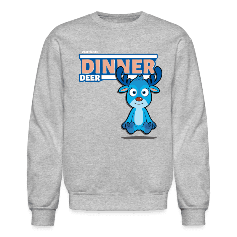 Dinner Deer Character Comfort Adult Crewneck Sweatshirt - heather gray