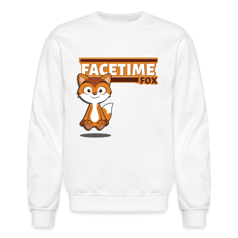 Facetime Fox Character Comfort Adult Crewneck Sweatshirt - white