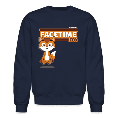 Facetime Fox Character Comfort Adult Crewneck Sweatshirt - navy