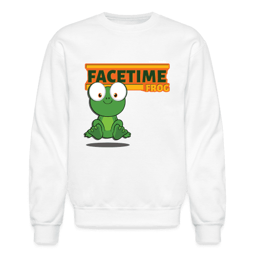 Facetime Frog Character Comfort Adult Crewneck Sweatshirt - white