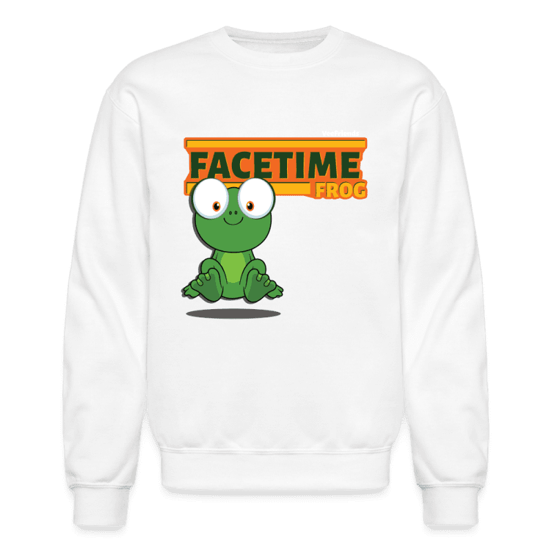 Facetime Frog Character Comfort Adult Crewneck Sweatshirt - white