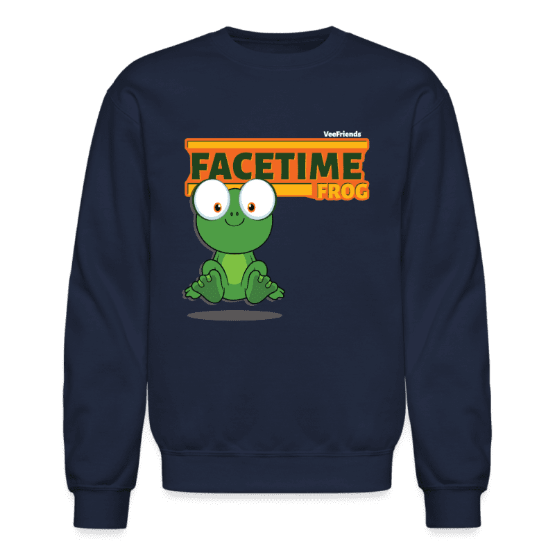 Facetime Frog Character Comfort Adult Crewneck Sweatshirt - navy