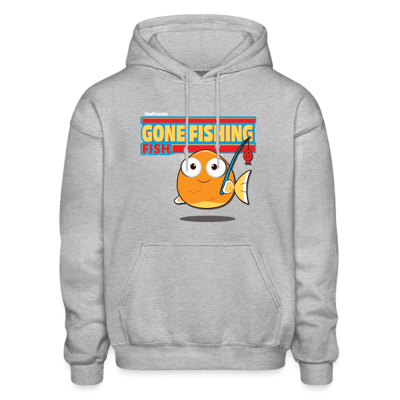 Gone Fishing Fish Character Comfort Adult Hoodie - heather gray