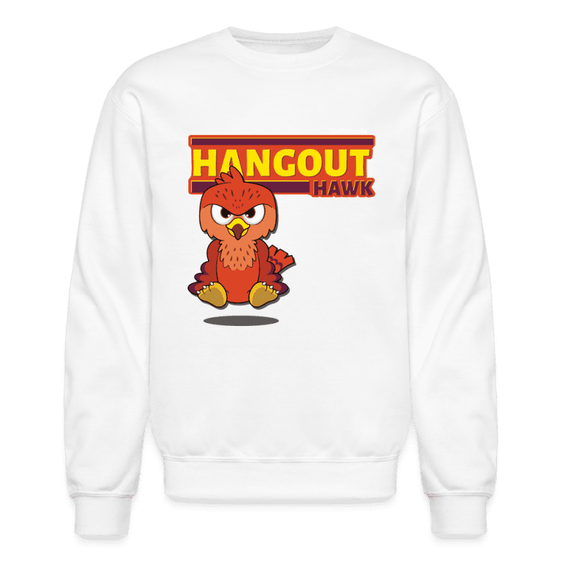 Hangout Hawk Character Comfort Adult Crewneck Sweatshirt - white