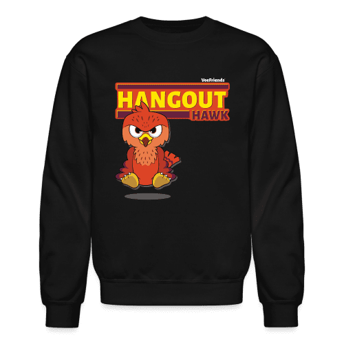 Hangout Hawk Character Comfort Adult Crewneck Sweatshirt - black