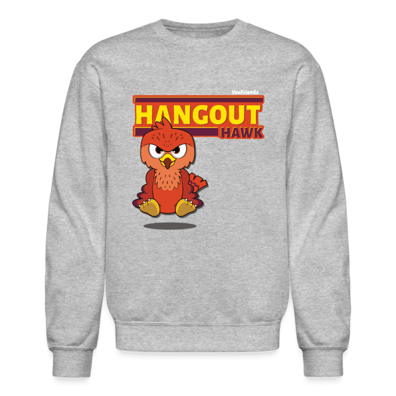 Hangout Hawk Character Comfort Adult Crewneck Sweatshirt - heather gray