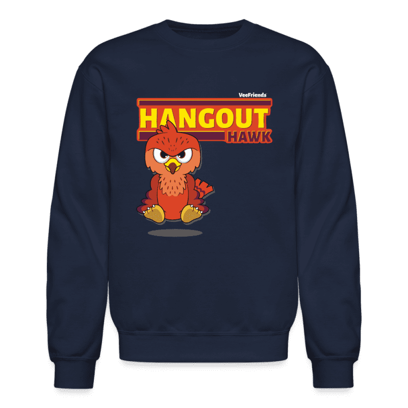 Hangout Hawk Character Comfort Adult Crewneck Sweatshirt - navy