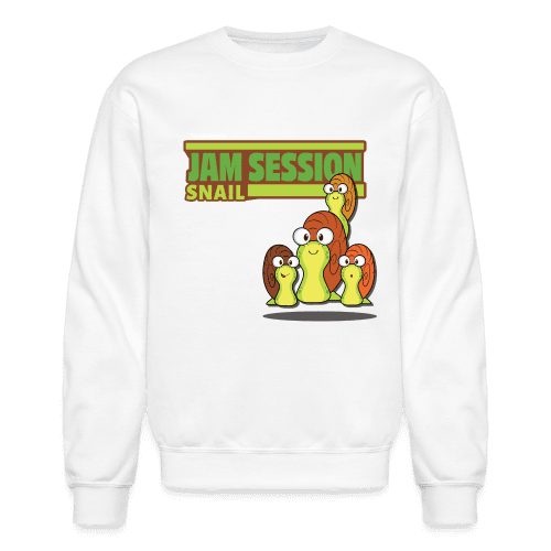 Jam Session Snail Character Comfort Adult Crewneck Sweatshirt - white