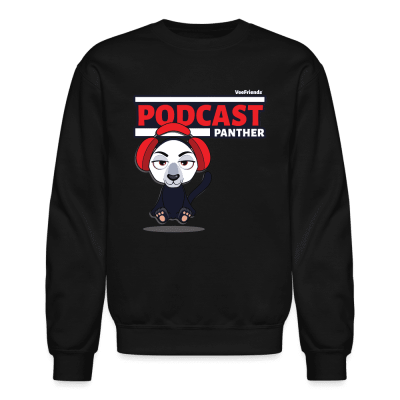 Podcast Panther Character Comfort Adult Crewneck Sweatshirt - black