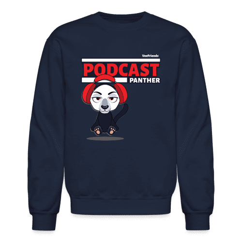 Podcast Panther Character Comfort Adult Crewneck Sweatshirt - navy