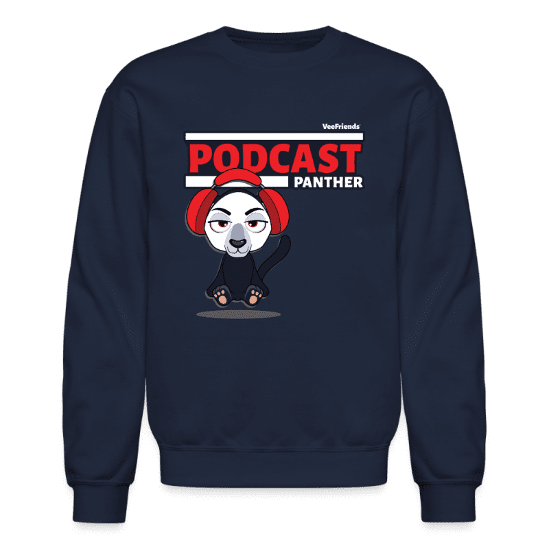 Podcast Panther Character Comfort Adult Crewneck Sweatshirt - navy