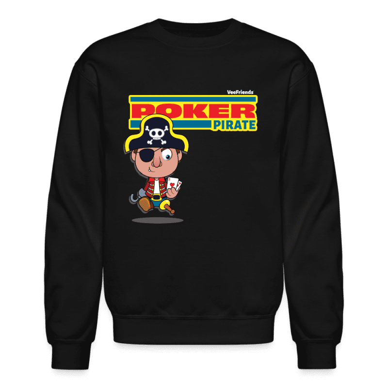 Poker Pirate Character Comfort Adult Crewneck Sweatshirt - black