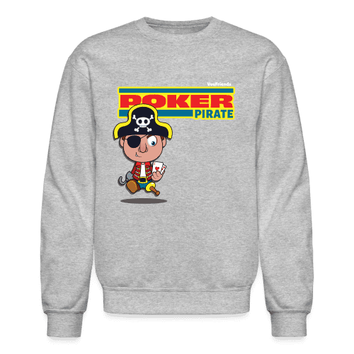 Poker Pirate Character Comfort Adult Crewneck Sweatshirt - heather gray