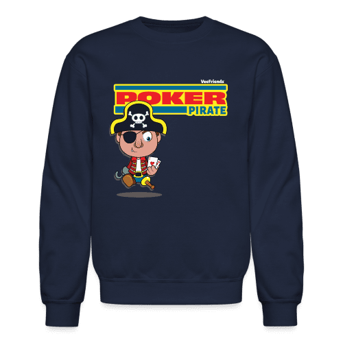 Poker Pirate Character Comfort Adult Crewneck Sweatshirt - navy