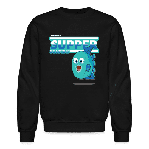 Supper Sunfish Character Comfort Adult Crewneck Sweatshirt - black