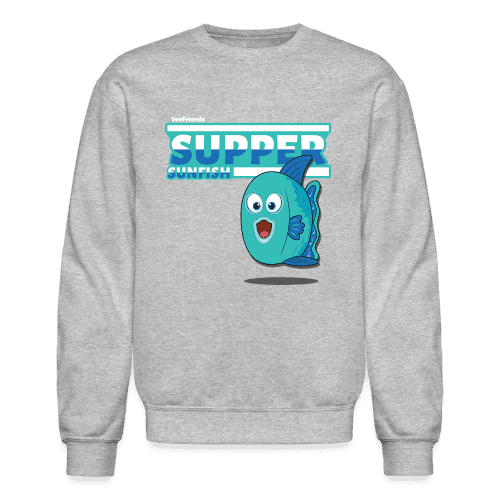 Supper Sunfish Character Comfort Adult Crewneck Sweatshirt - heather gray