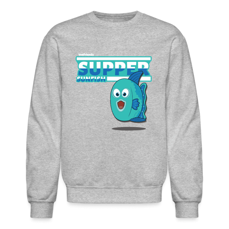 Supper Sunfish Character Comfort Adult Crewneck Sweatshirt - heather gray