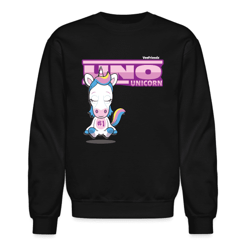 Uno Unicorn Character Comfort Adult Crewneck Sweatshirt - black