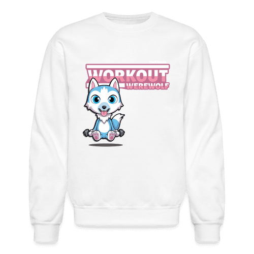 Workout Wolf Character Comfort Adult Crewneck Sweatshirt - white