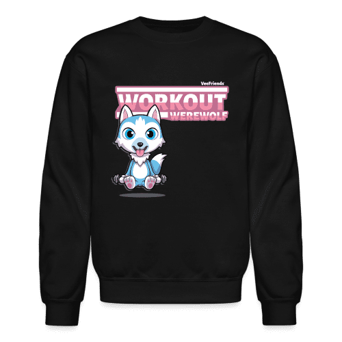 Workout Wolf Character Comfort Adult Crewneck Sweatshirt - black