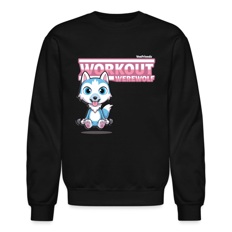 Workout Wolf Character Comfort Adult Crewneck Sweatshirt - black