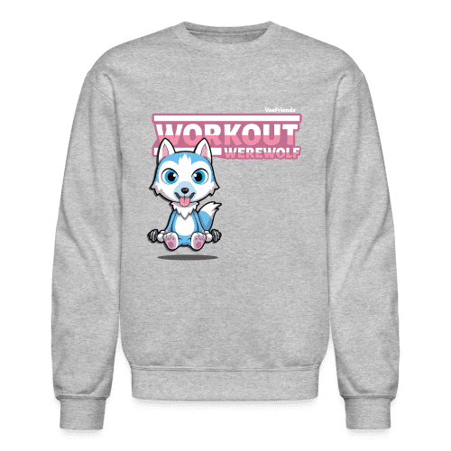 Workout Wolf Character Comfort Adult Crewneck Sweatshirt - heather gray