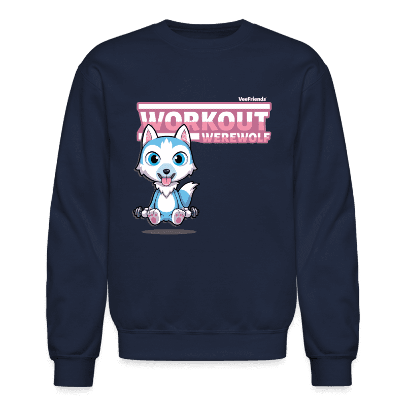 Workout Wolf Character Comfort Adult Crewneck Sweatshirt - navy