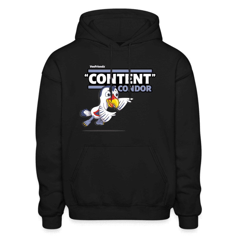 "Content" Condor Character Comfort Adult Hoodie - black