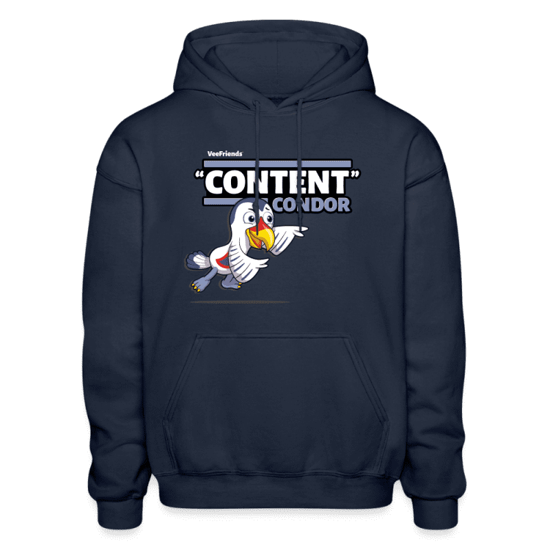 "Content" Condor Character Comfort Adult Hoodie - navy