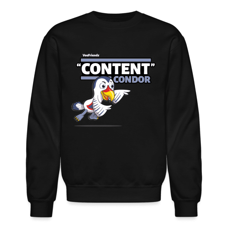 "Content" Condor Character Comfort Adult Crewneck Sweatshirt - black