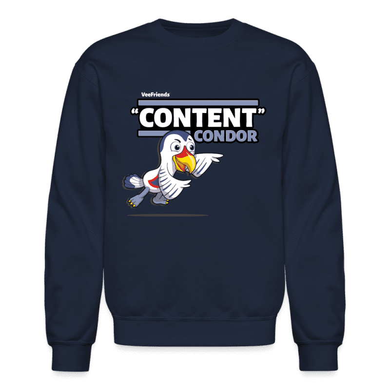 "Content" Condor Character Comfort Adult Crewneck Sweatshirt - navy