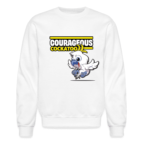 Courageous Cockatoo Character Comfort Adult Crewneck Sweatshirt - white