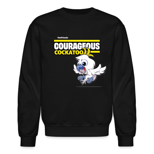 Courageous Cockatoo Character Comfort Adult Crewneck Sweatshirt - black