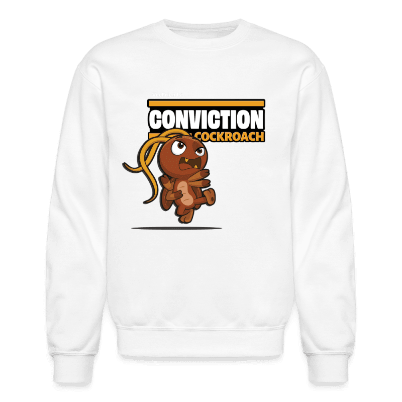 Conviction Cockroach Character Comfort Adult Crewneck Sweatshirt - white